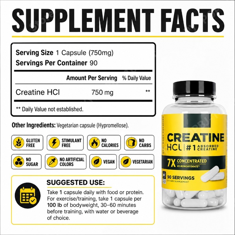 Kreatyna HCl 750mg 90 kapsułek – Creatine Hcl Capsule recenzja i cena